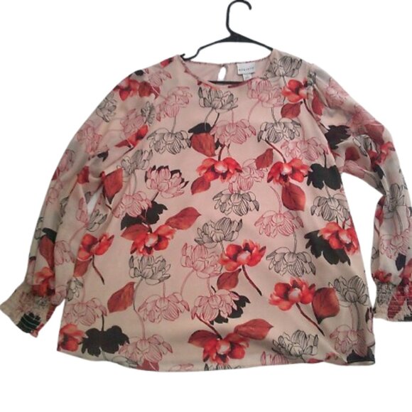 Ava&Viv Size X Plus Size Flowy Floral Pullover Top Blouse - Picture 3 of 5